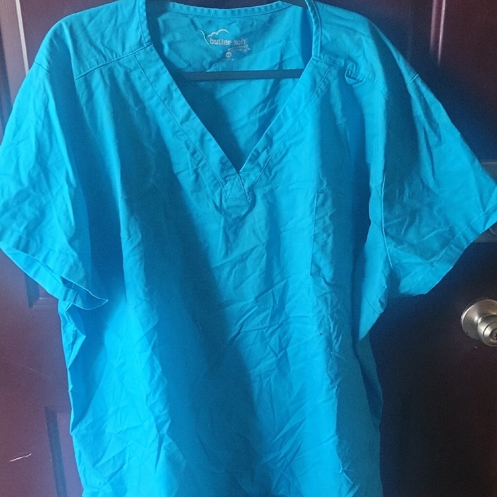 Butter Vibrant Blue Short Sleeve Scrub Top